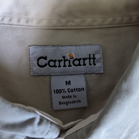 Carhartt Tan Cotton Canvas Short Sleeve Button Down Work Shirt Size M - Picture 8 of 8